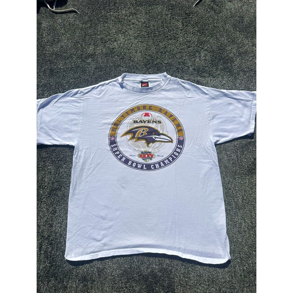 Vintage 2001 Nike Baltimore Ravens Super Bowl XXXV Champions T Shirt M NFL
